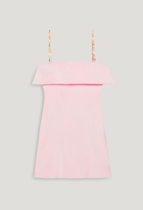 Short dress with blush floral straps