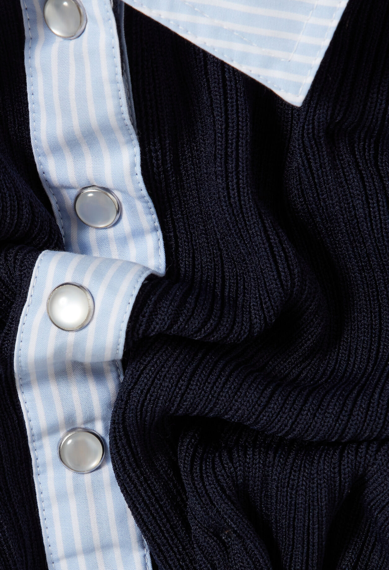 Striped bi-material cardigan