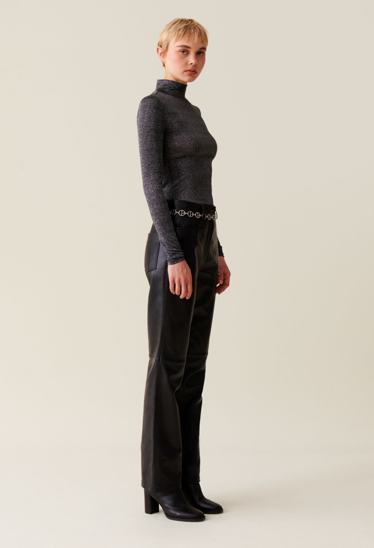 Sparkly turtleneck jersey top