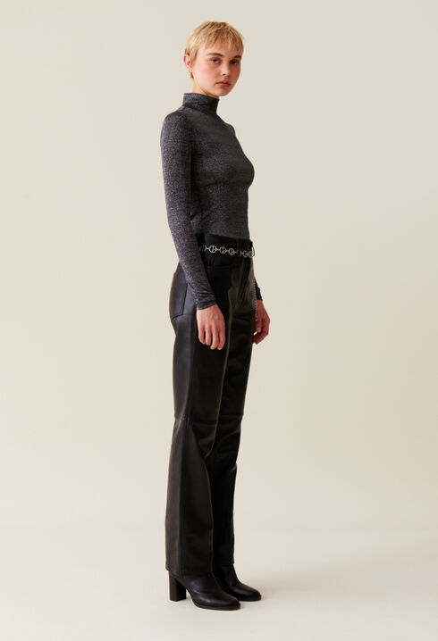 Sparkly turtleneck jersey top