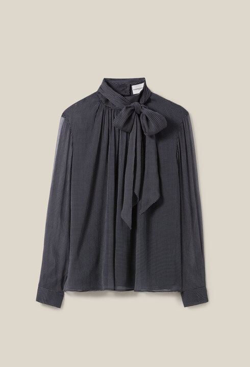 Blouse lavallière carreaux fluide