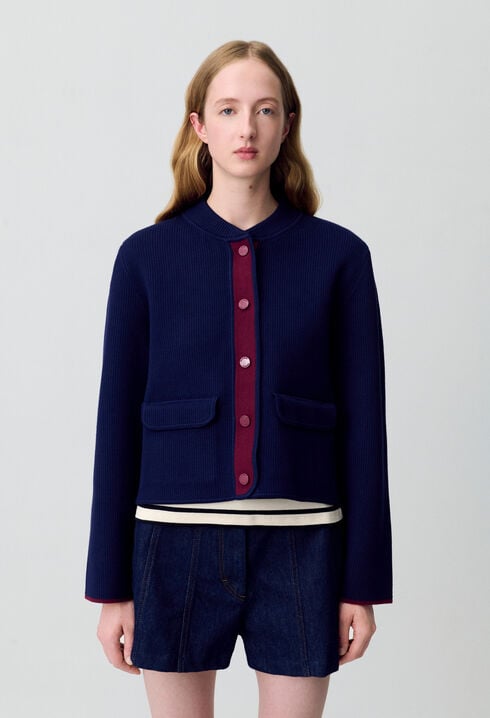 Cardigan épais bicolore
