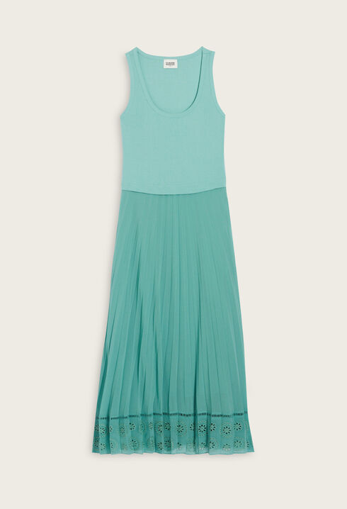 Aqua green two-tone midi dress