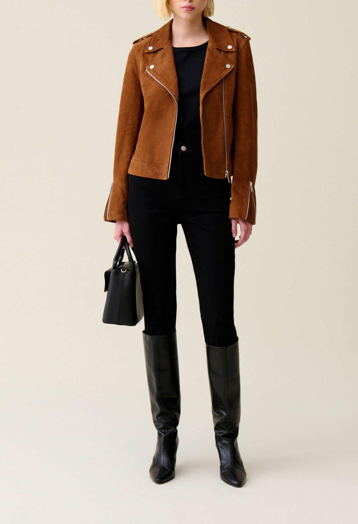 Veste perfecto cuir su&egrave;de