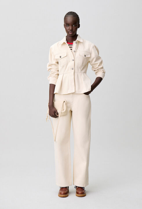 Blouson denim écru manches longues