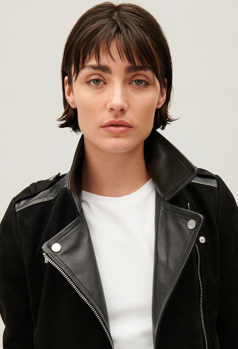 Schwarze Leder Jacke