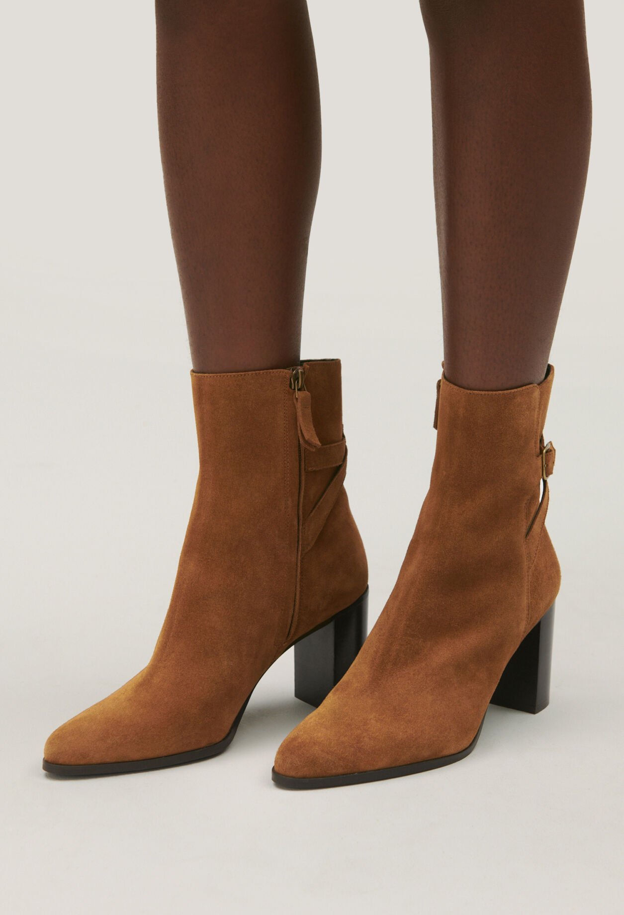 Bottines cuir suède caramel