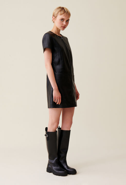 Robe cuir courte zippée