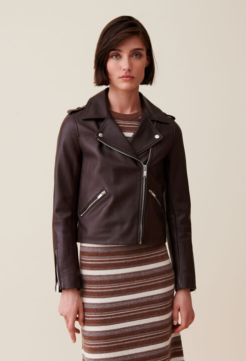 Veste cuir lisse cintrée