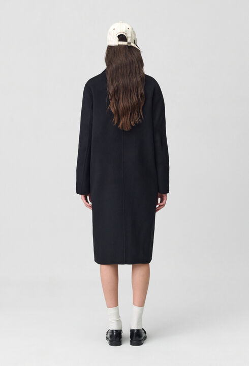 Black straight mid-length coat 