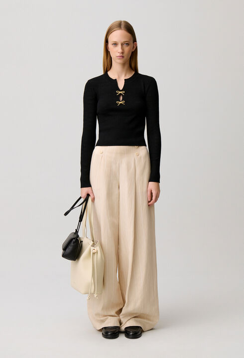 Pull maille fine noeuds