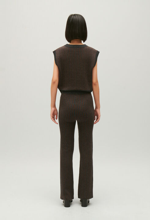 Pantalon maille rayée 
