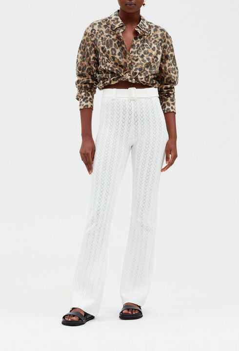 Off-whit knit trousers