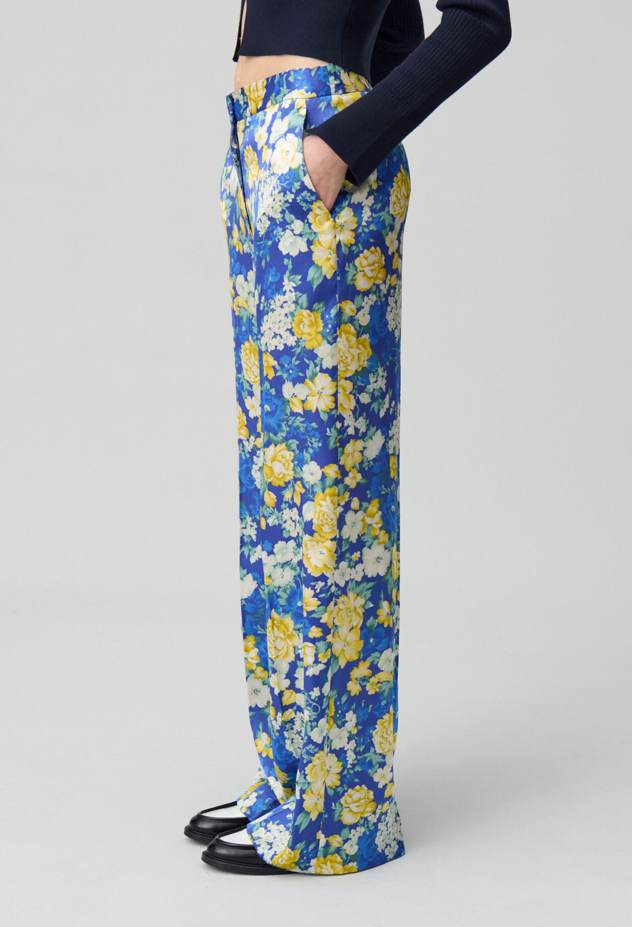 Weite, gerade Hose mit Blumenmuster