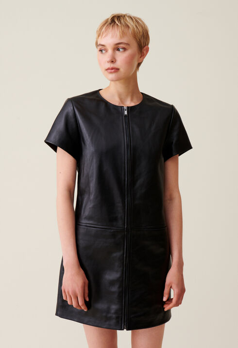 Robe cuir courte zippée