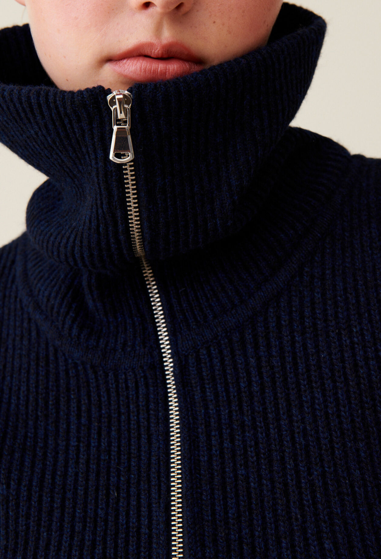 High Neck Zip Knit Dress