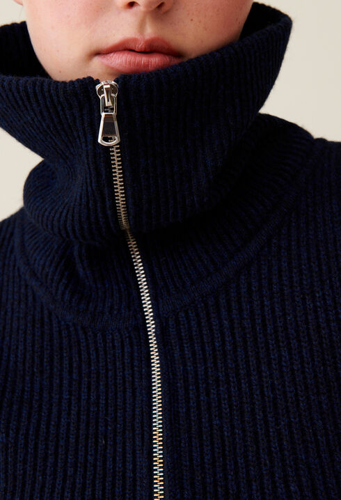 High Neck Zip Knit Dress