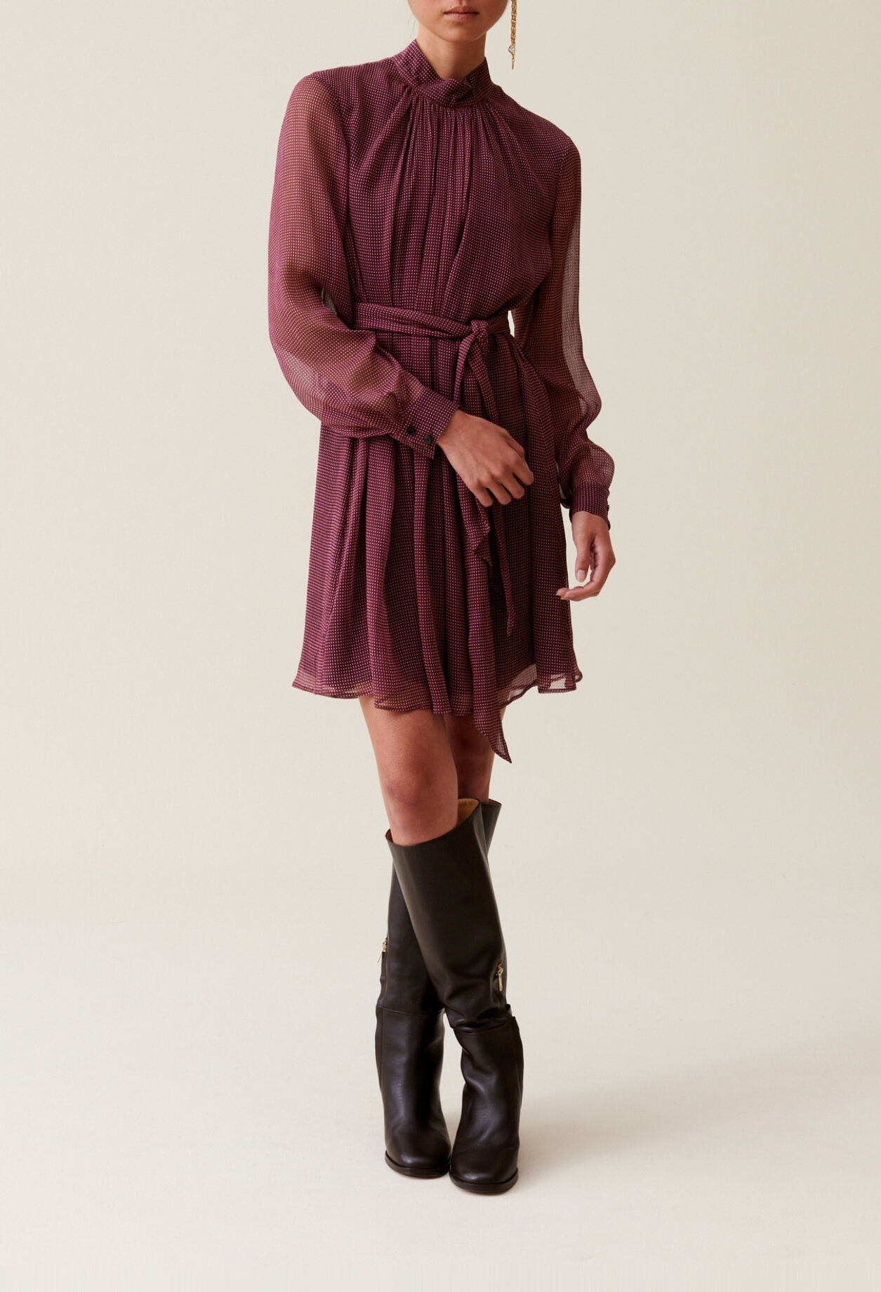 Flowy Dress with Tie Neck