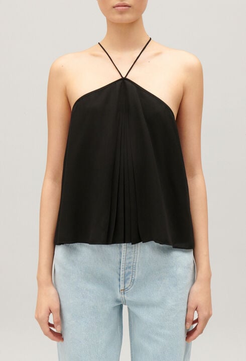 Black bustier top with straps
