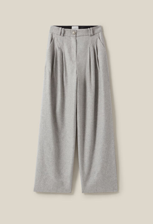 Pantalon large maille gris clair