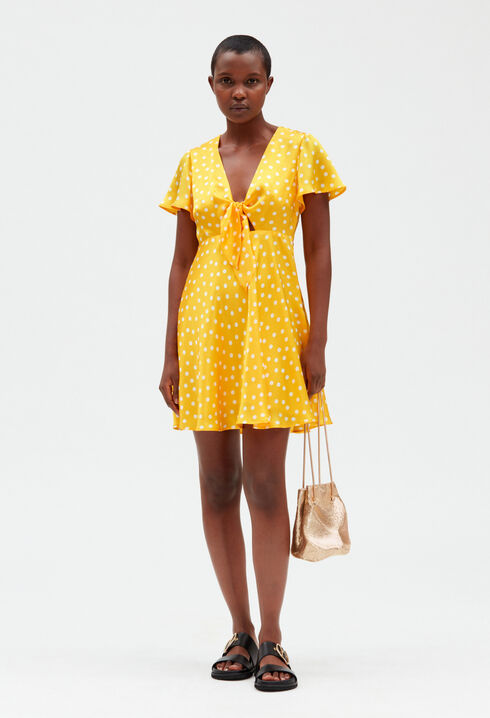 Short yellow flowing dress