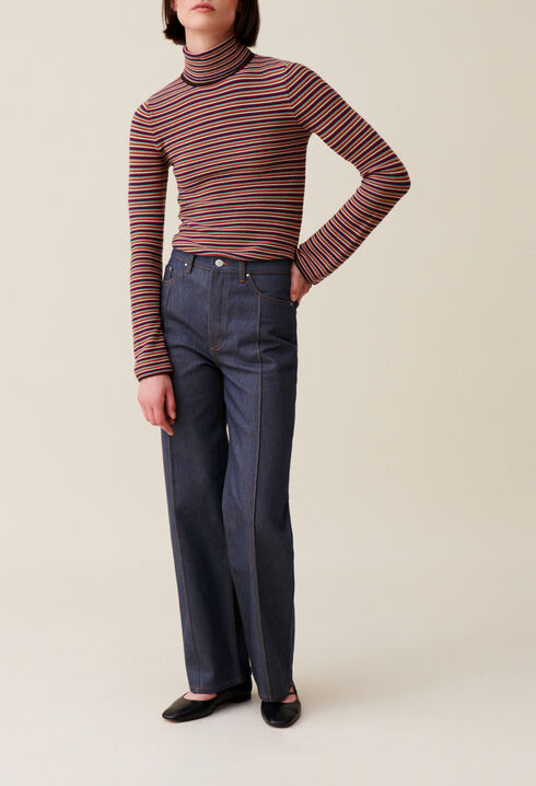 Pull maille ray&eacute; col roul&eacute; 