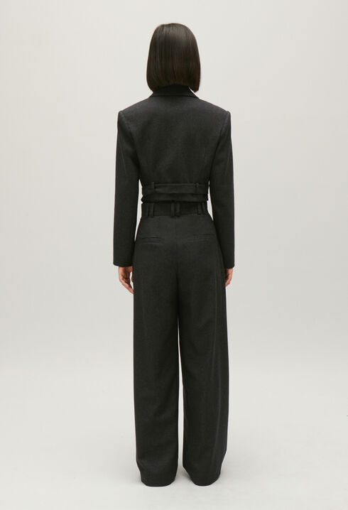 Veste tailleur courte gris chiné