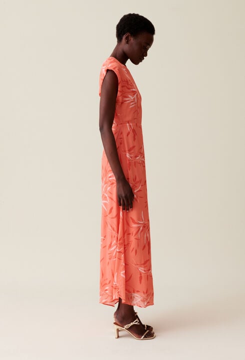Langes, fließendes Kleid mit Druck