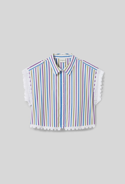 Chemise ray&eacute;e dentelle