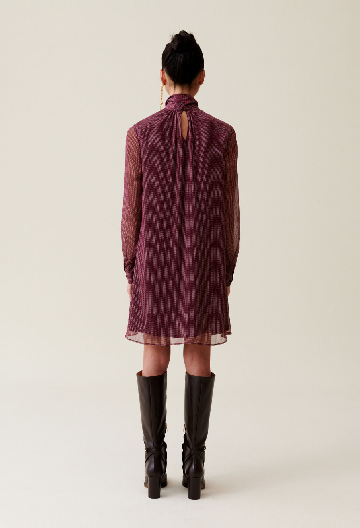 Flowy Dress with Tie Neck