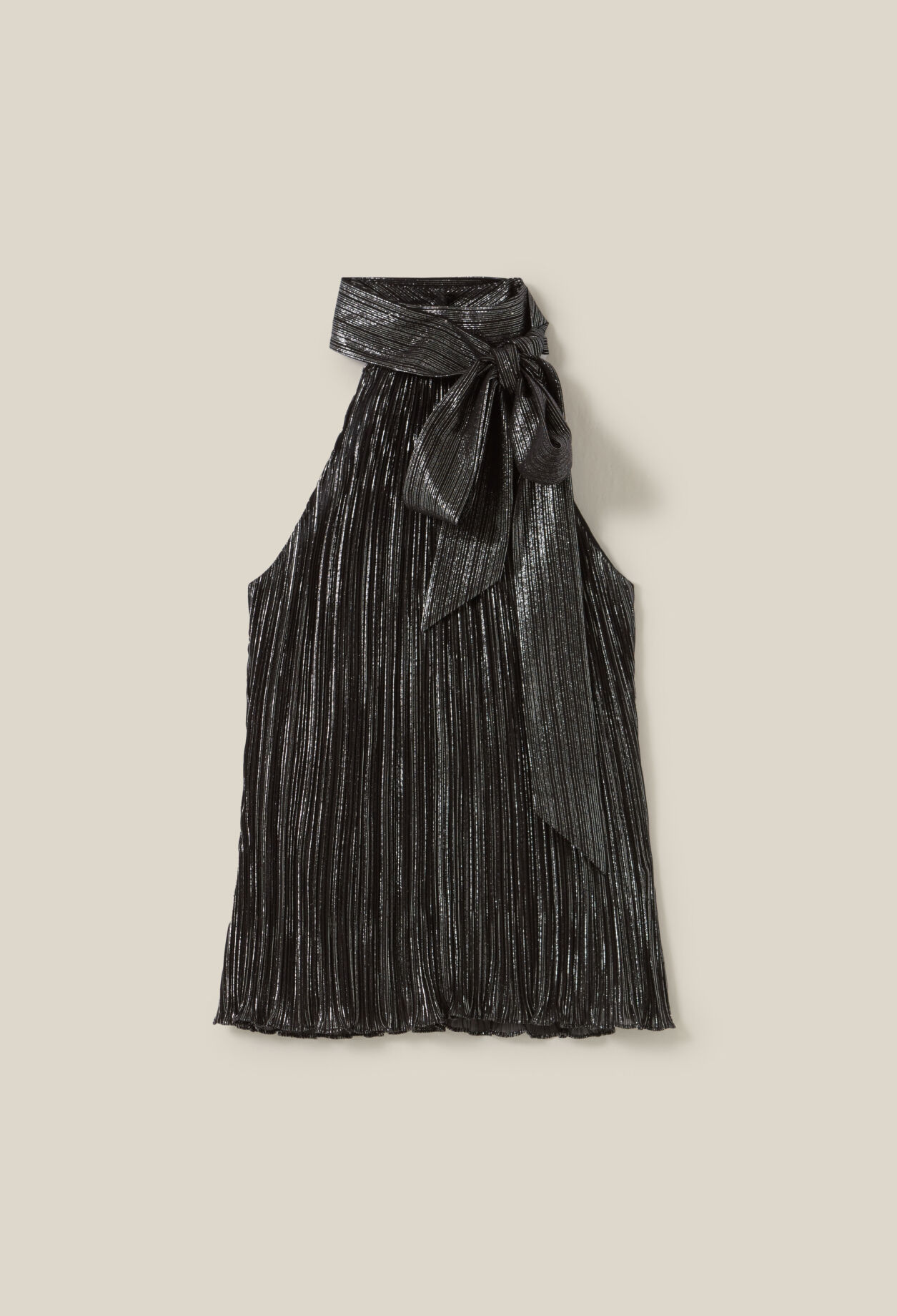 Silver pleated sleeveless top
