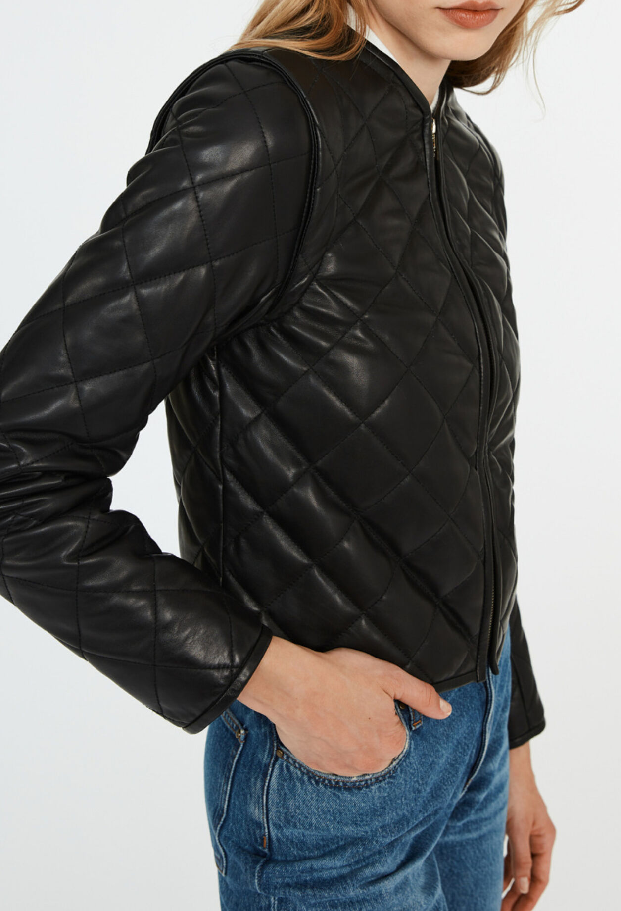Blouson matelassé cuir