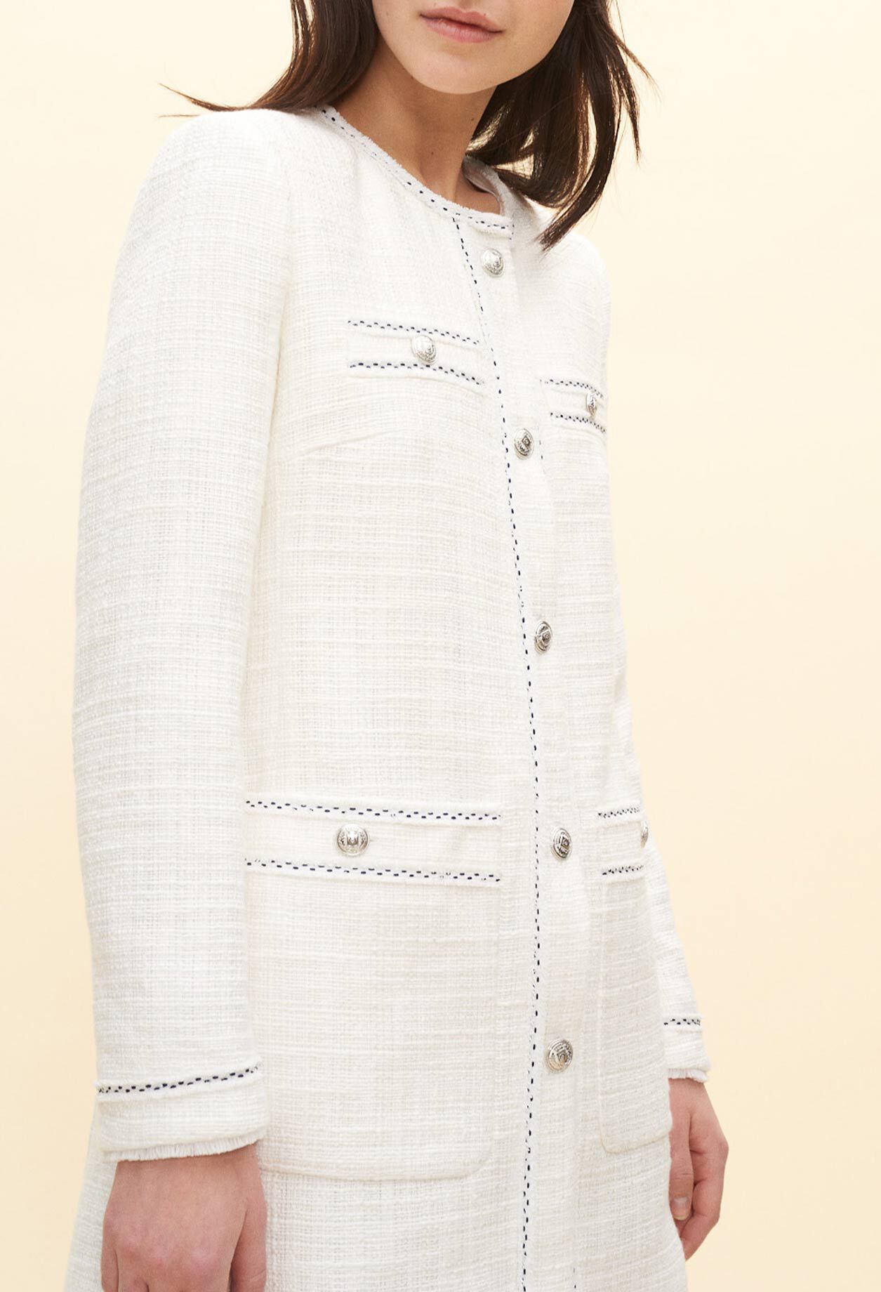 Veste longue façon tweed