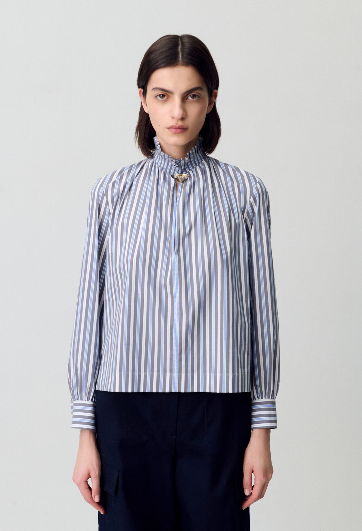 Blouse rayée col victorien