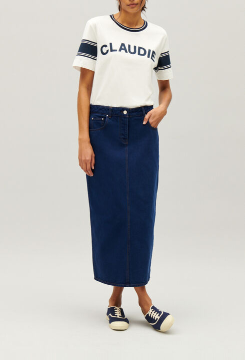 Blue and white Claudie T-shirt