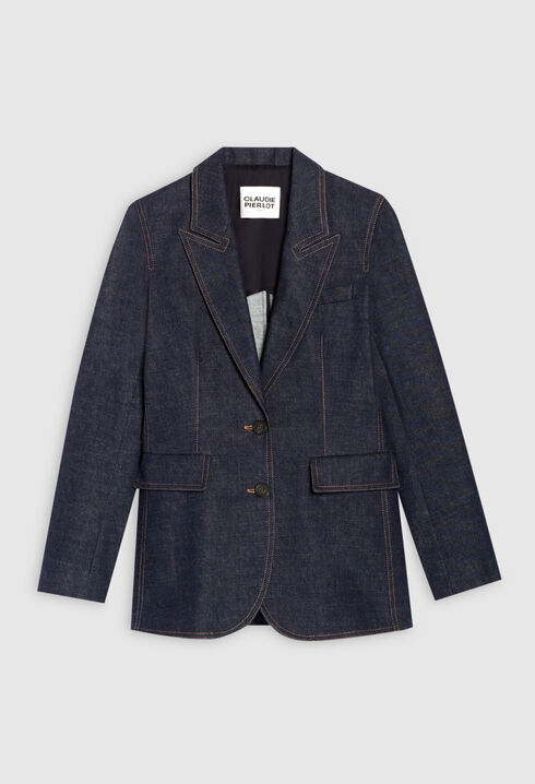 Raw denim suit jacket