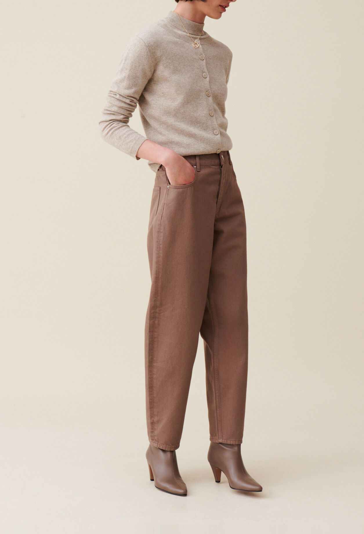 Jeans Luc Mom taupe