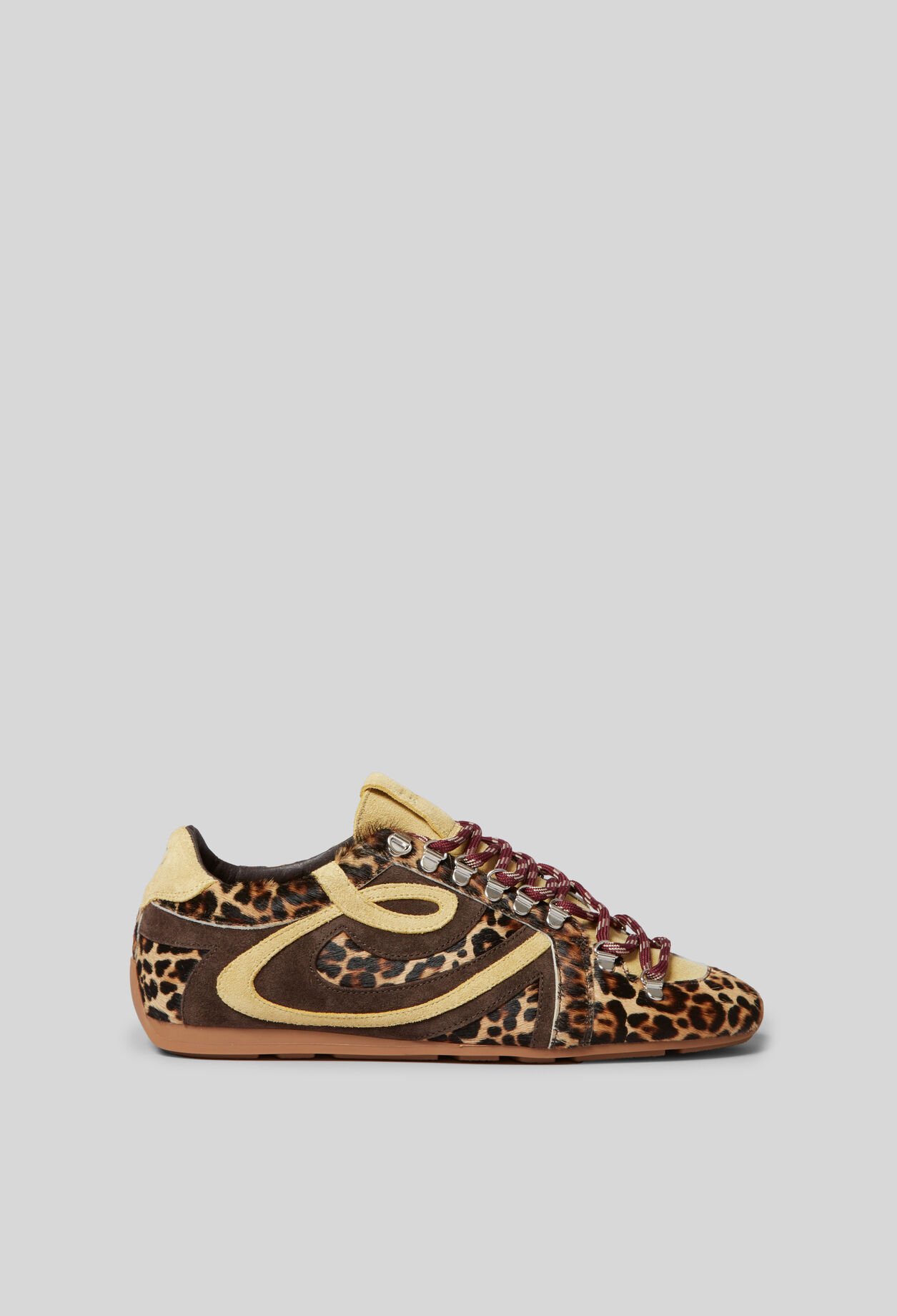 Leopard-Muster Leder-Sneaker