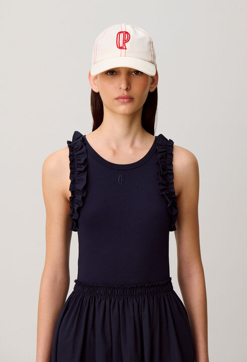 Bi-material cotton dress