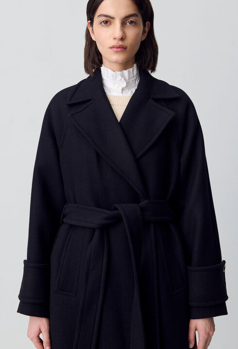 Mid-length wool blend coat