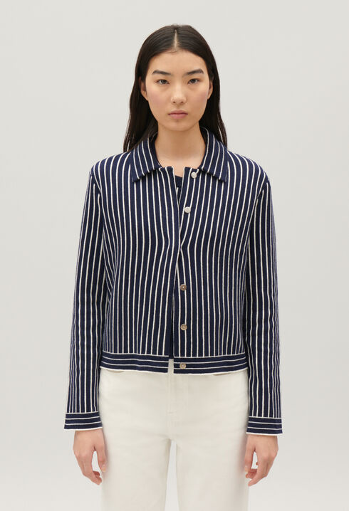 Gestreifter Strick-Cardigan