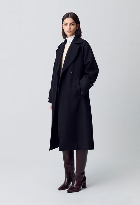 Mid-length wool blend coat
