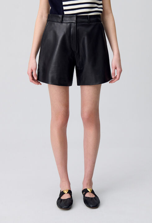 Schwarze Leder-Shorts 