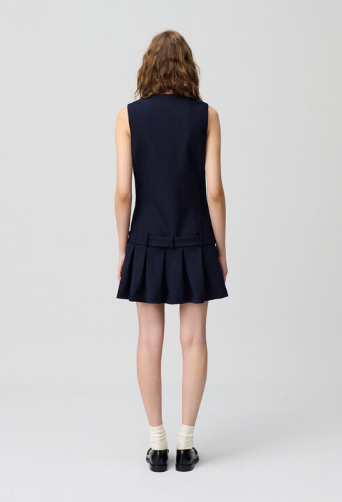 Robe courte cintr&eacute;e pliss&eacute;e