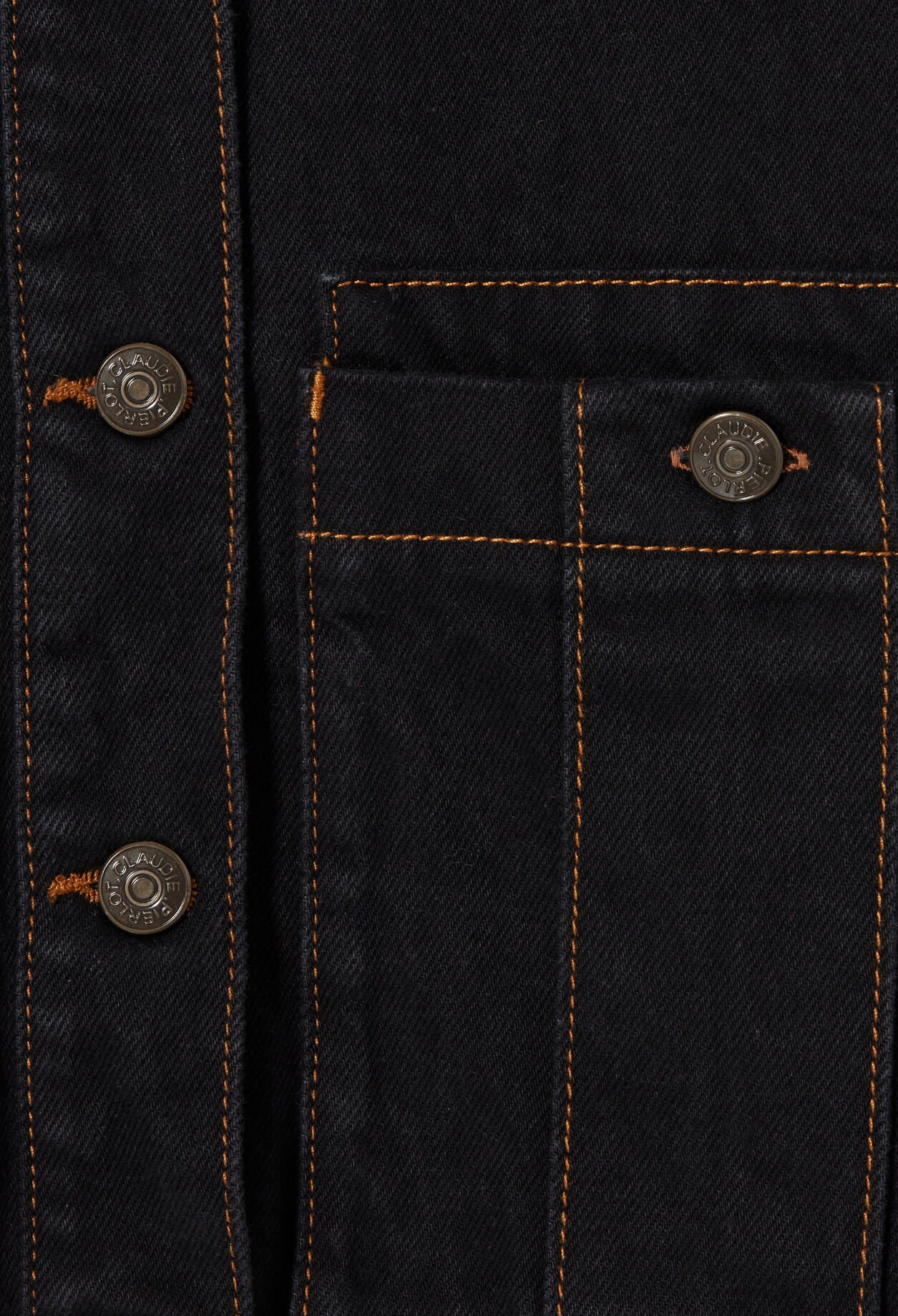 Veste jean col vareuse denim noir