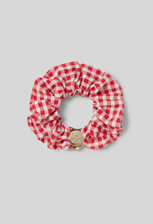 Heart Jewel Gingham Scrunchie