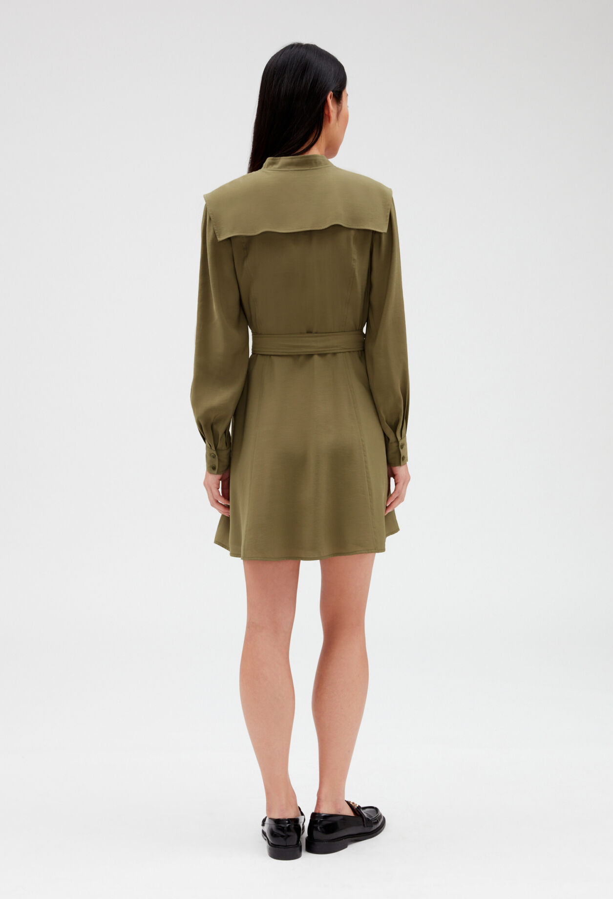 Khaki tie-belt dress