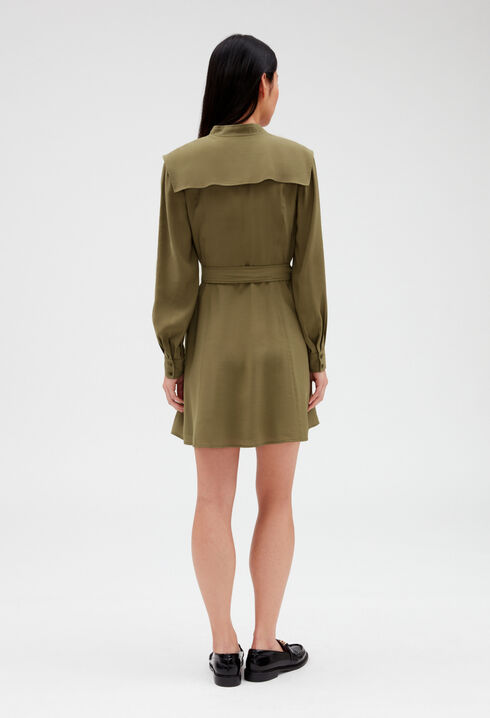 Khaki tie-belt dress