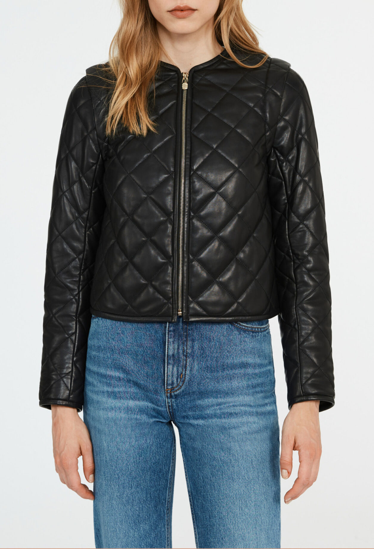 Blouson matelassé cuir