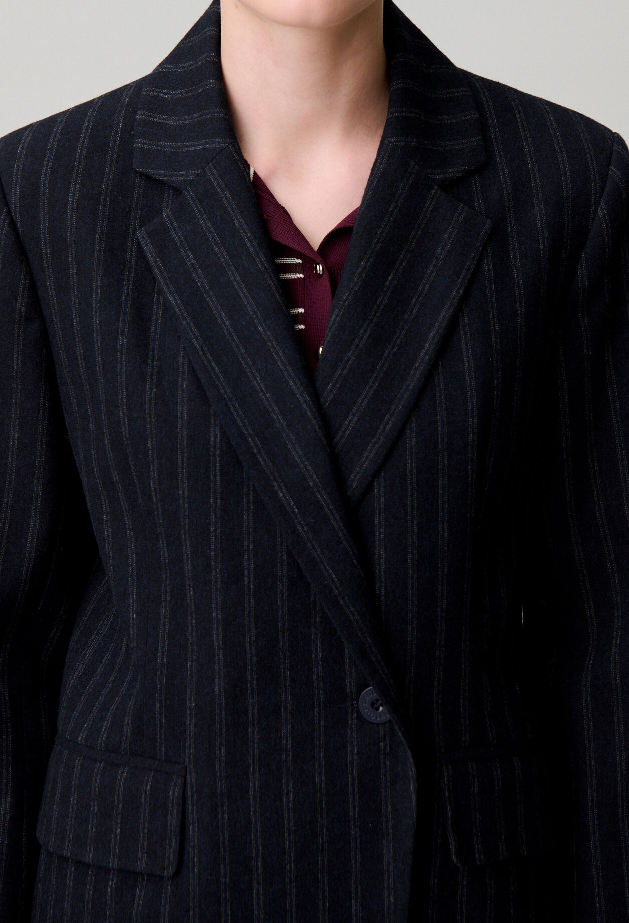 Veste ray&eacute;e laine m&eacute;lang&eacute;e